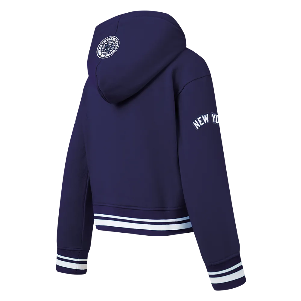 NEW YORK YANKEES RETRO CLASSIC TODDLER GIRLS RIB FLC PO HOODIE (MIDNIGHT NAVY)