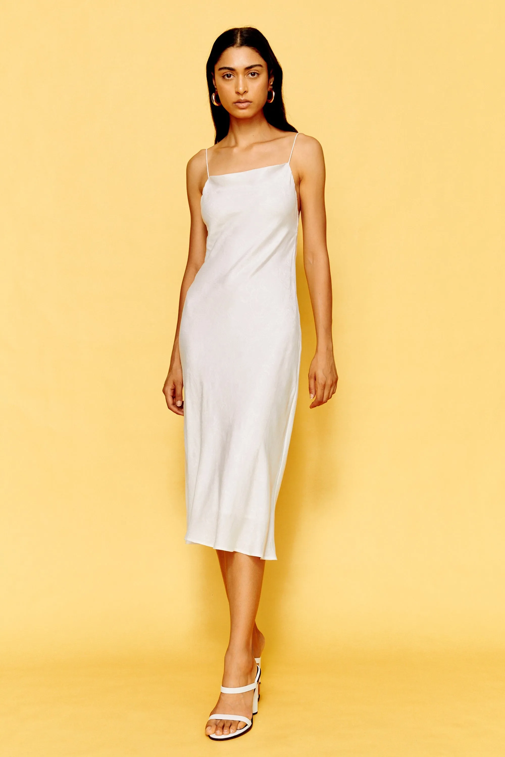 PAISLEY BIAS SLIP DRESS | WHITE