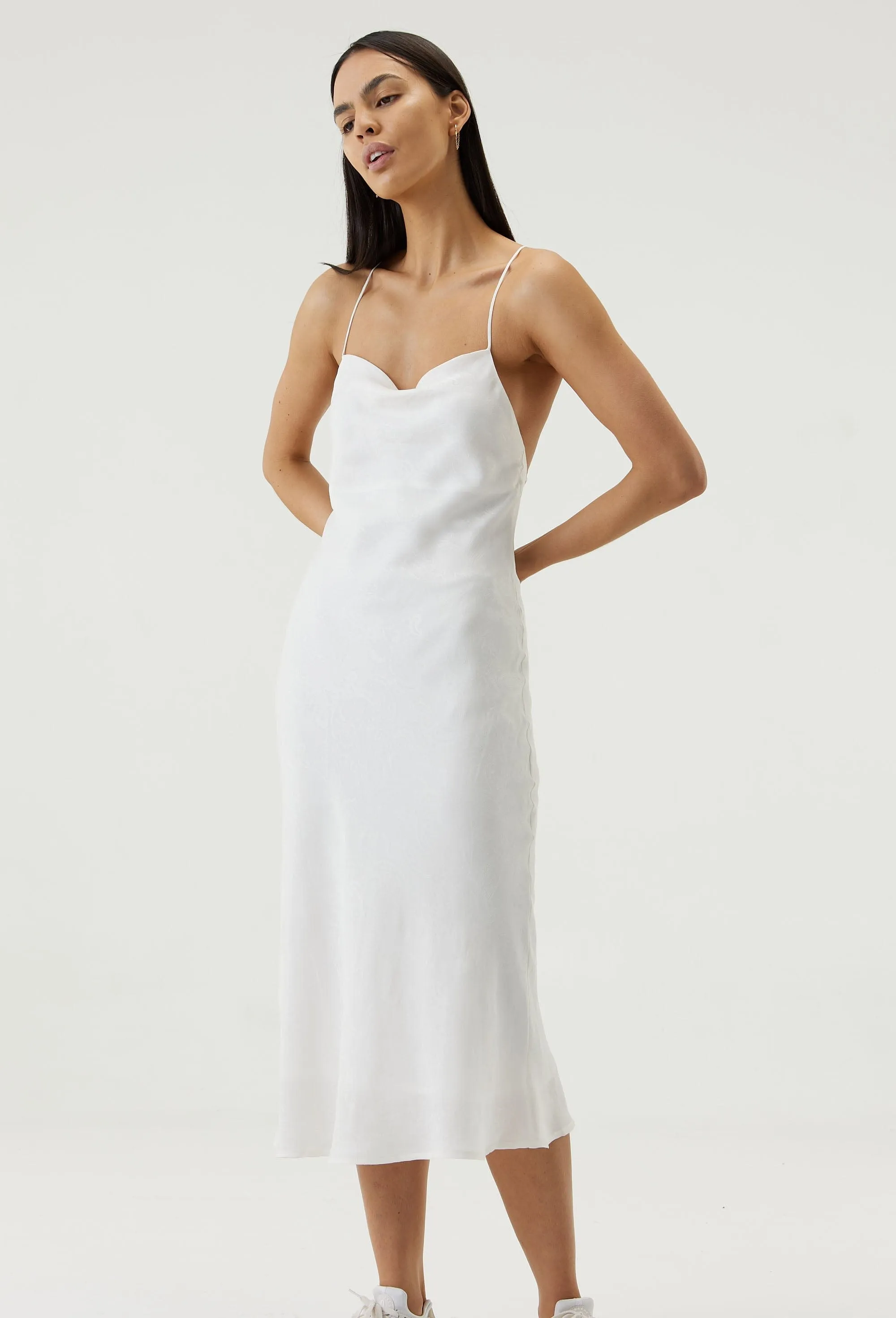 PAISLEY BIAS SLIP DRESS | WHITE