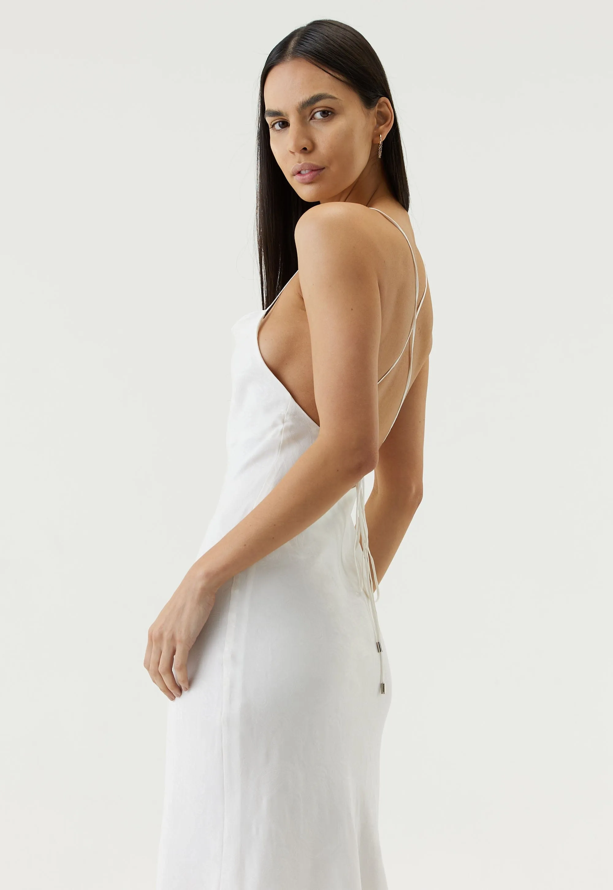 PAISLEY BIAS SLIP DRESS | WHITE