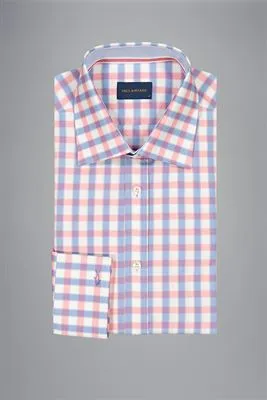 Pink and Blue Tartan Check Casual Twill Shirt - PAUL & SHARK