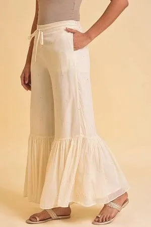 Plus Size Ecru Solid Flared Sharara