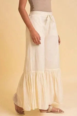 Plus Size Ecru Solid Flared Sharara