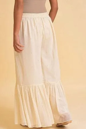 Plus Size Ecru Solid Flared Sharara