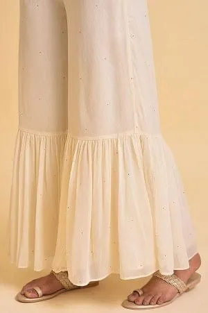 Plus Size Ecru Solid Flared Sharara