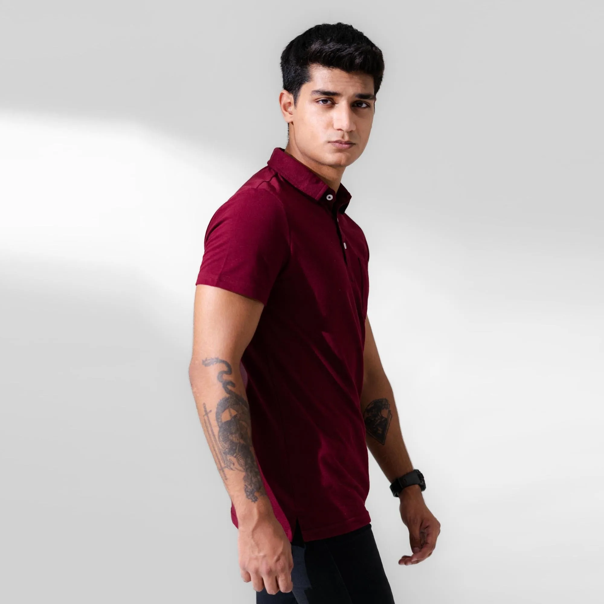 Polo Republica Men's Essentials Tailored Collar Pocket Polo Shirt