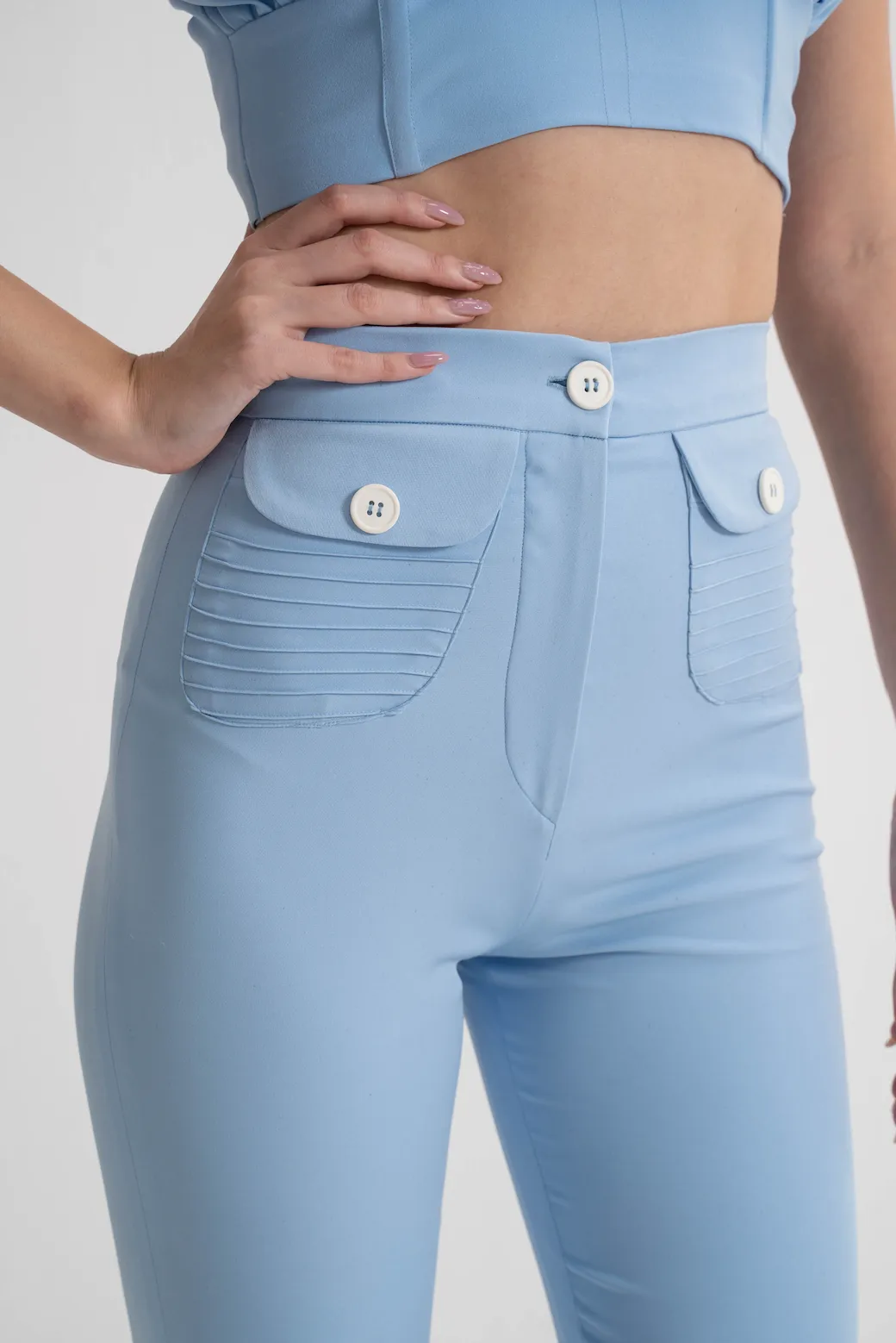 Powder Blue Pintucks Pants