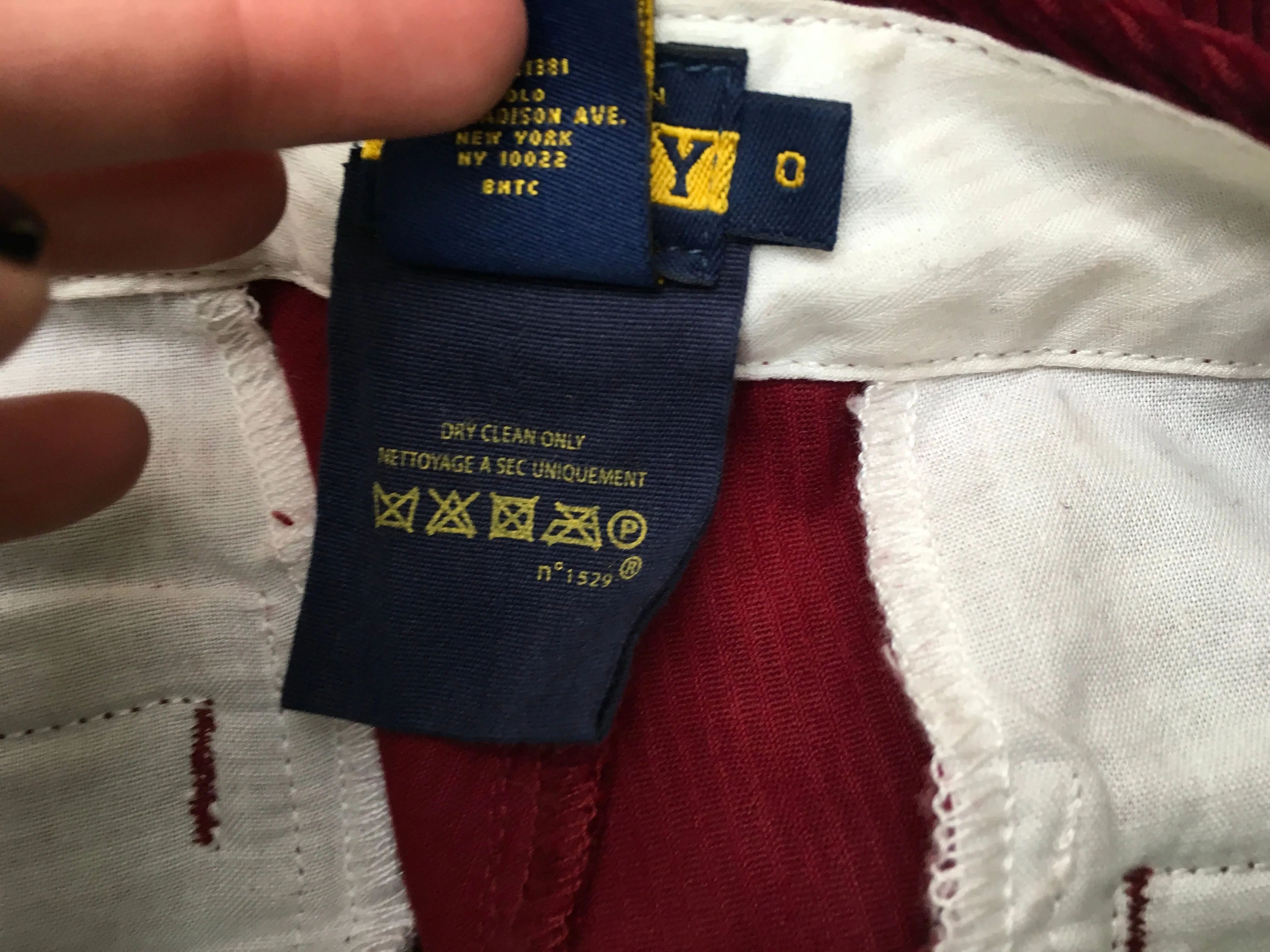 Ralph Lauren burgundy corduroy pants Skinny Trousers LADIES