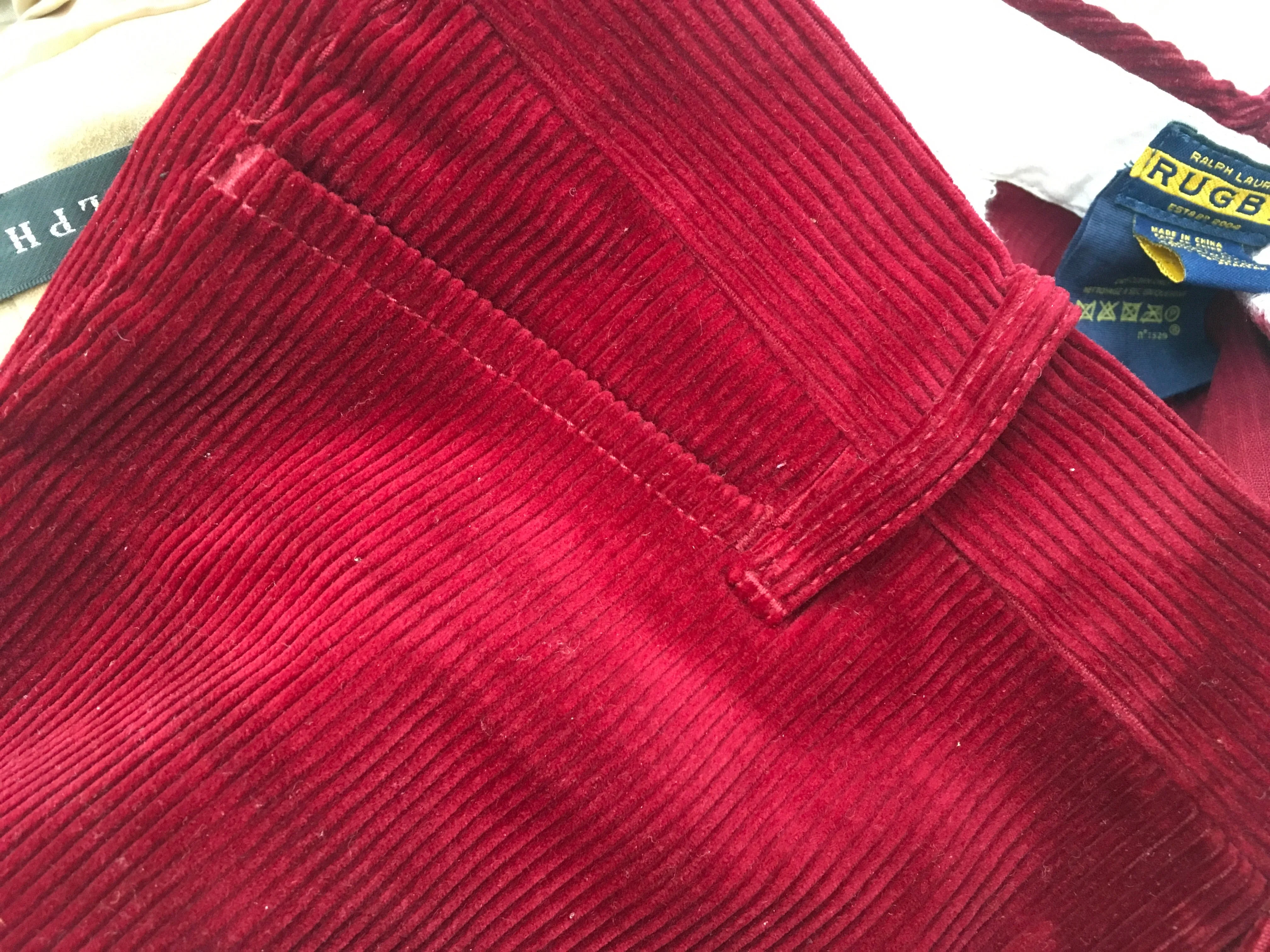 Ralph Lauren burgundy corduroy pants Skinny Trousers LADIES