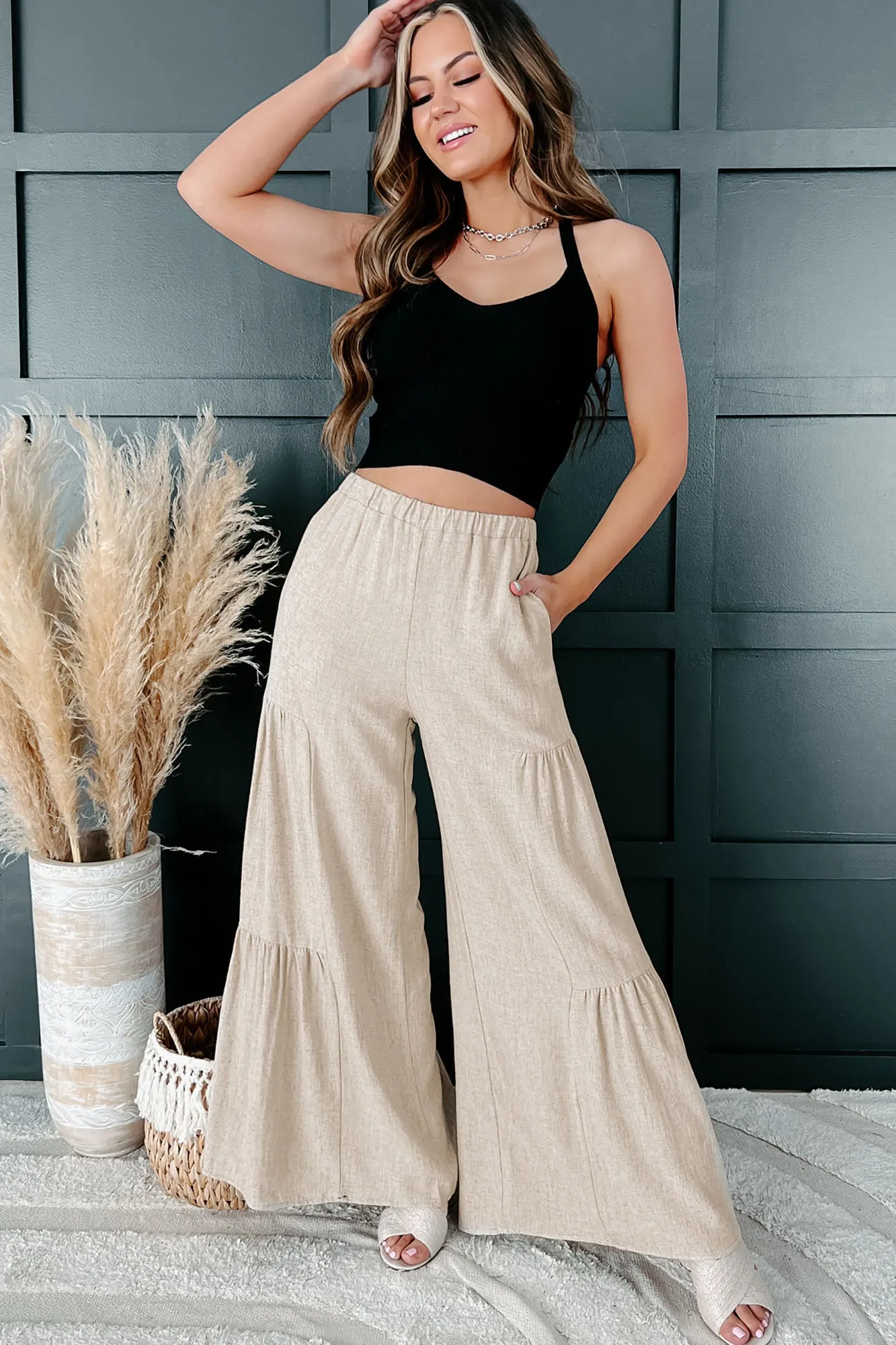 Resisting Your Charms Cropped Halter Knit Tank (Black)