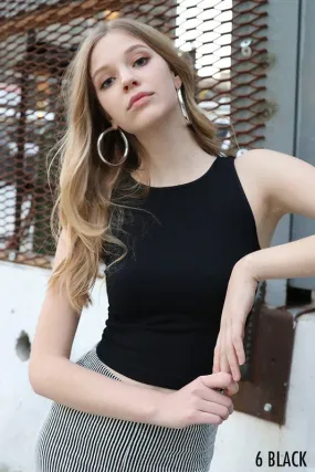 Ribbed Highneck Tank - Black