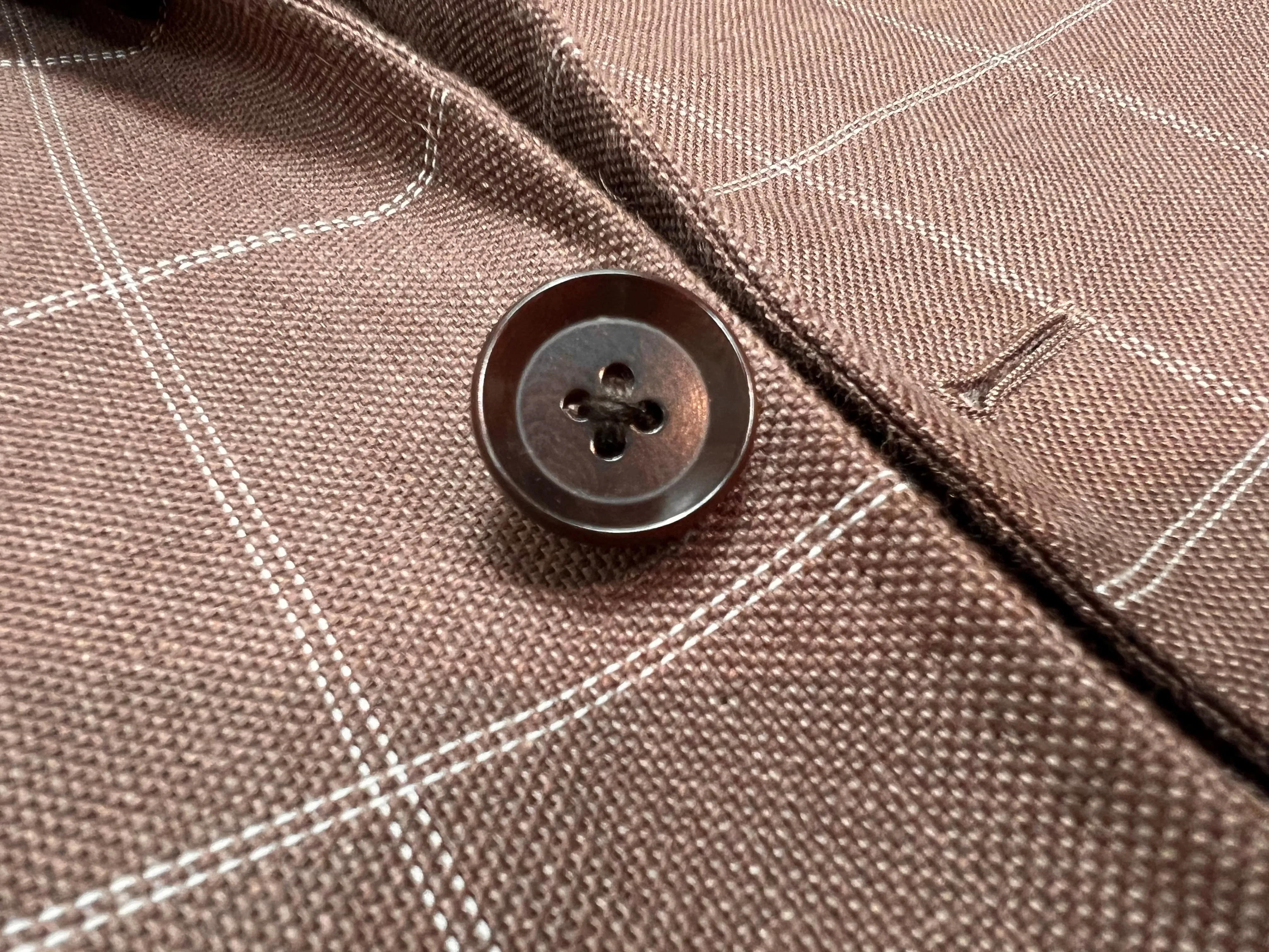 Ring Jacket - Brown Windowpane Linen/Cotton Sports Jacket 50