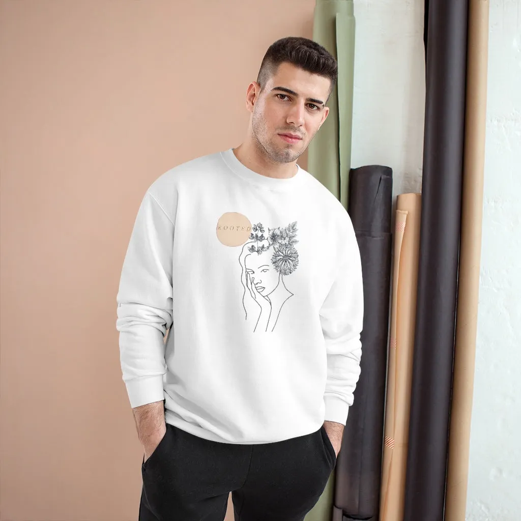 Rooted/Ephesians 3:17-19 Girl and flower Minimalist Champion Sweatshirt
