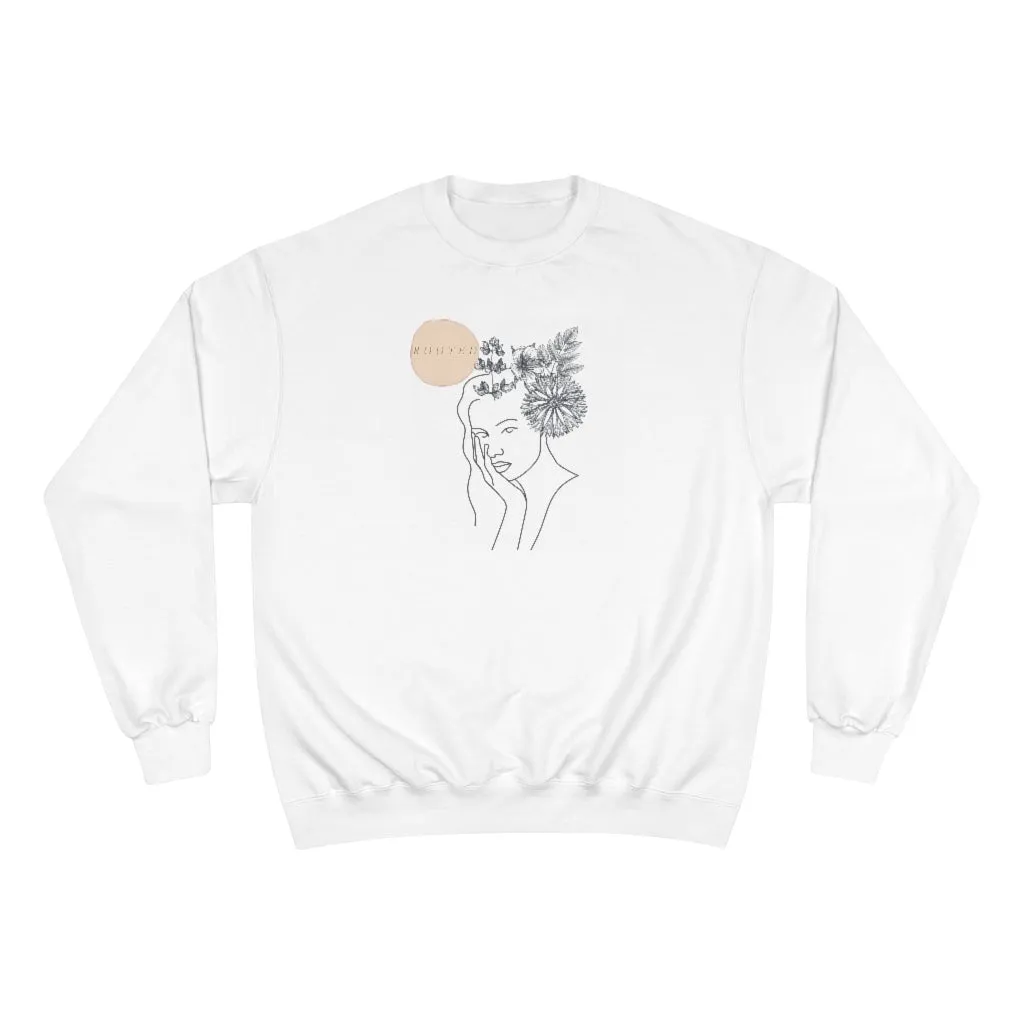 Rooted/Ephesians 3:17-19 Girl and flower Minimalist Champion Sweatshirt