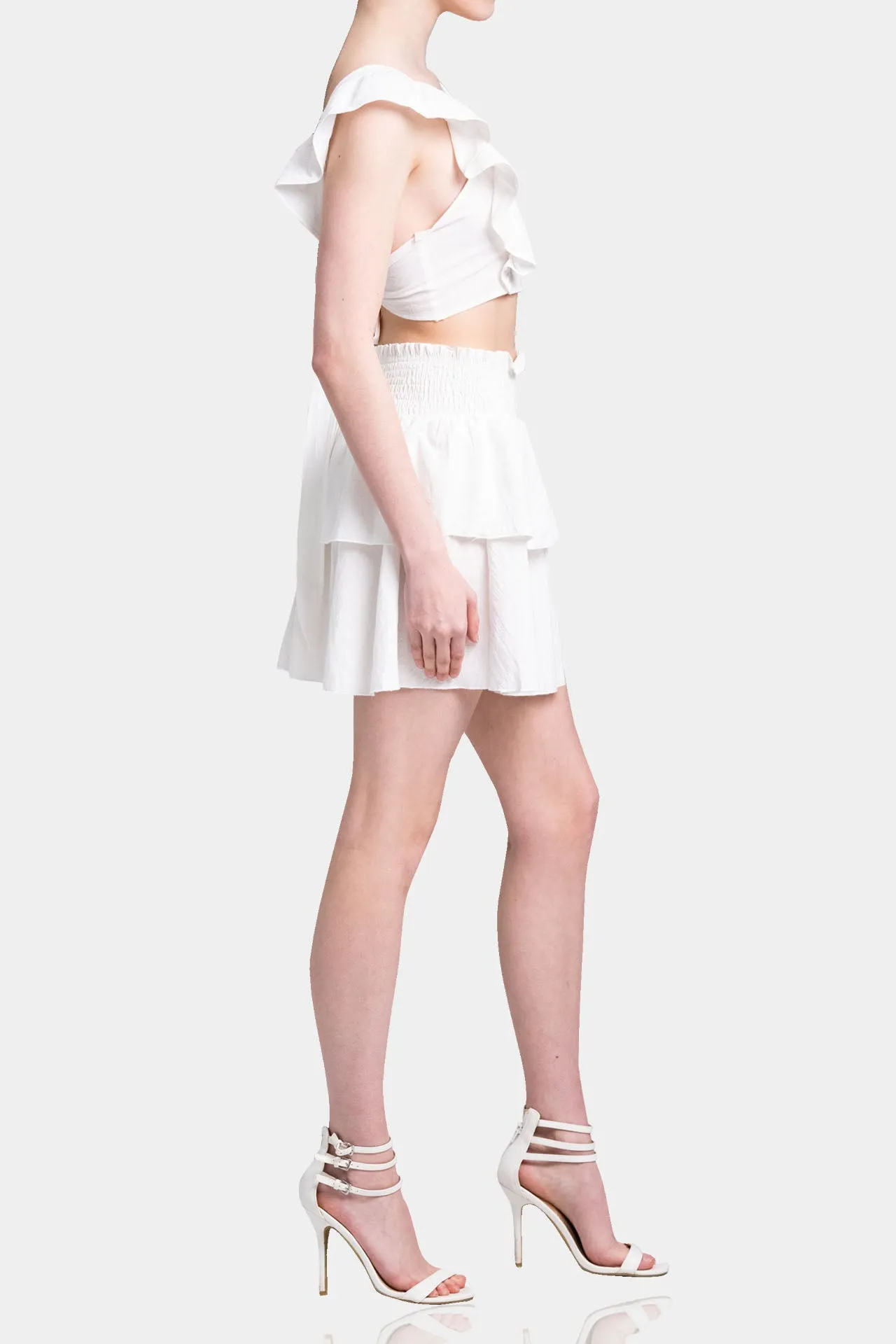 Ruffle Sleeve Cotton Crop Top
