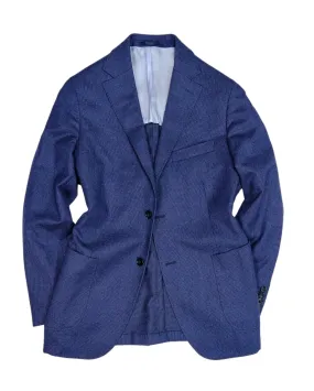 Schoffa - Navy Baby Houndstooth Wool Sports Jacket 48 Reg.