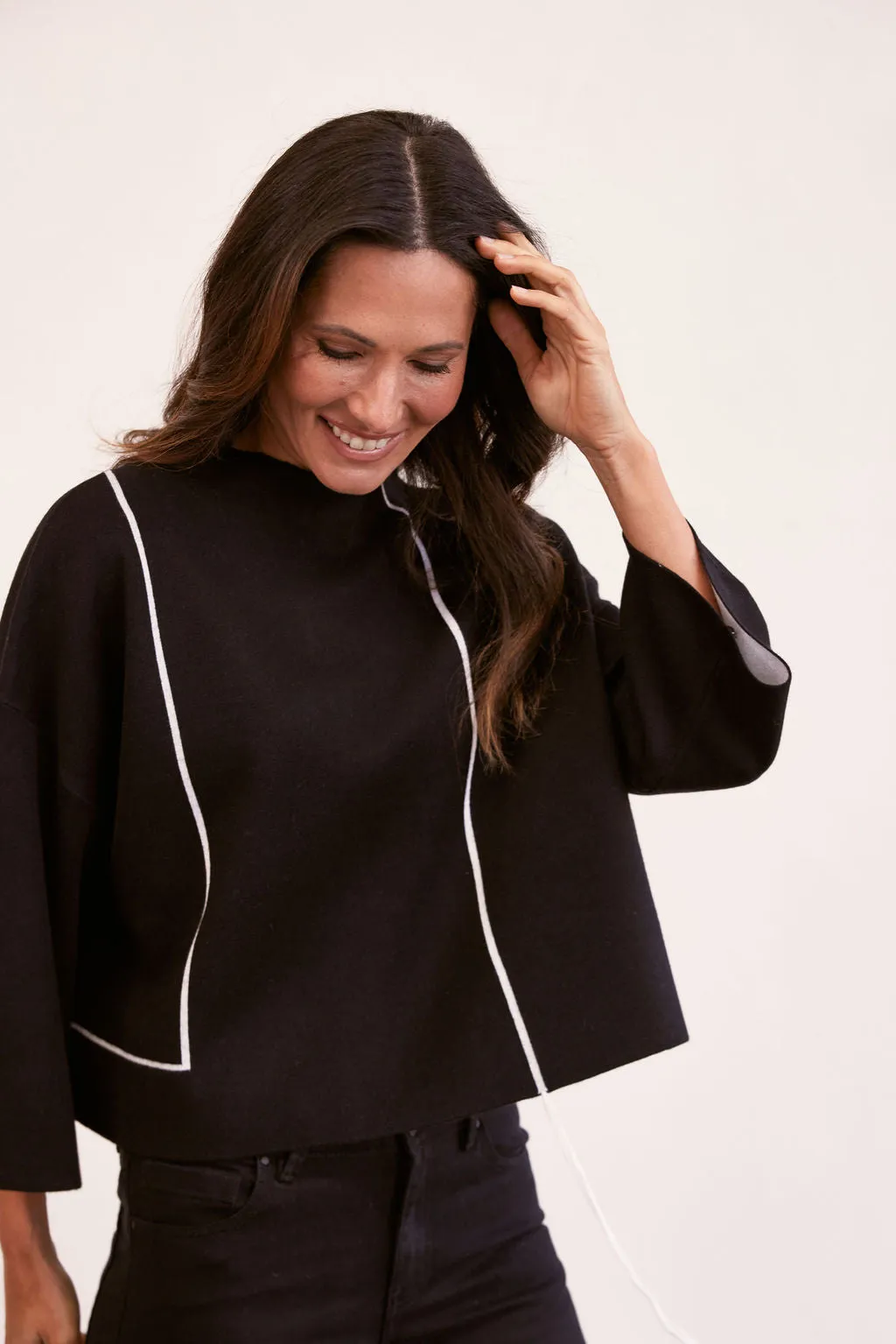 See Saw Wool Jacquard Cape Top