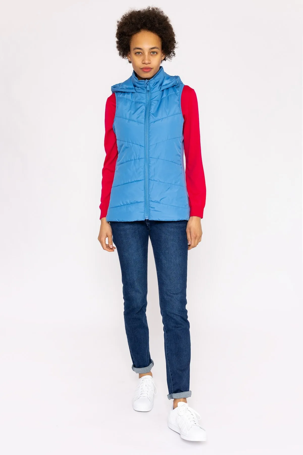 Short Quilted Gilet in Blue
