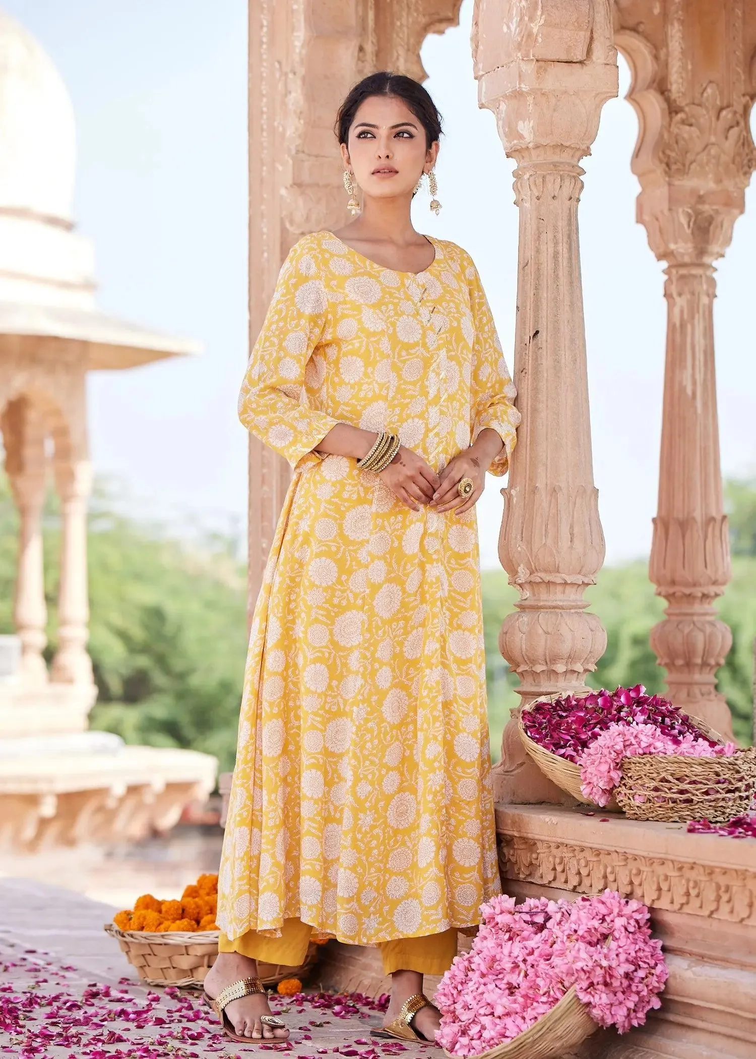 Shubhangi Yellow Flared Kurta