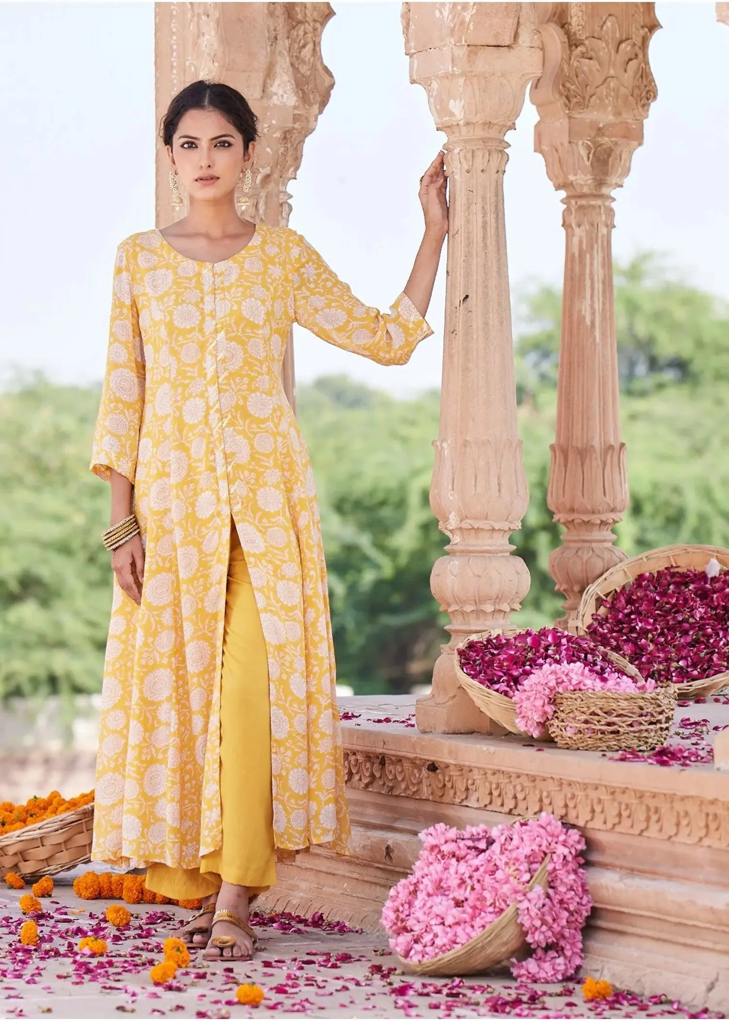 Shubhangi Yellow Flared Kurta
