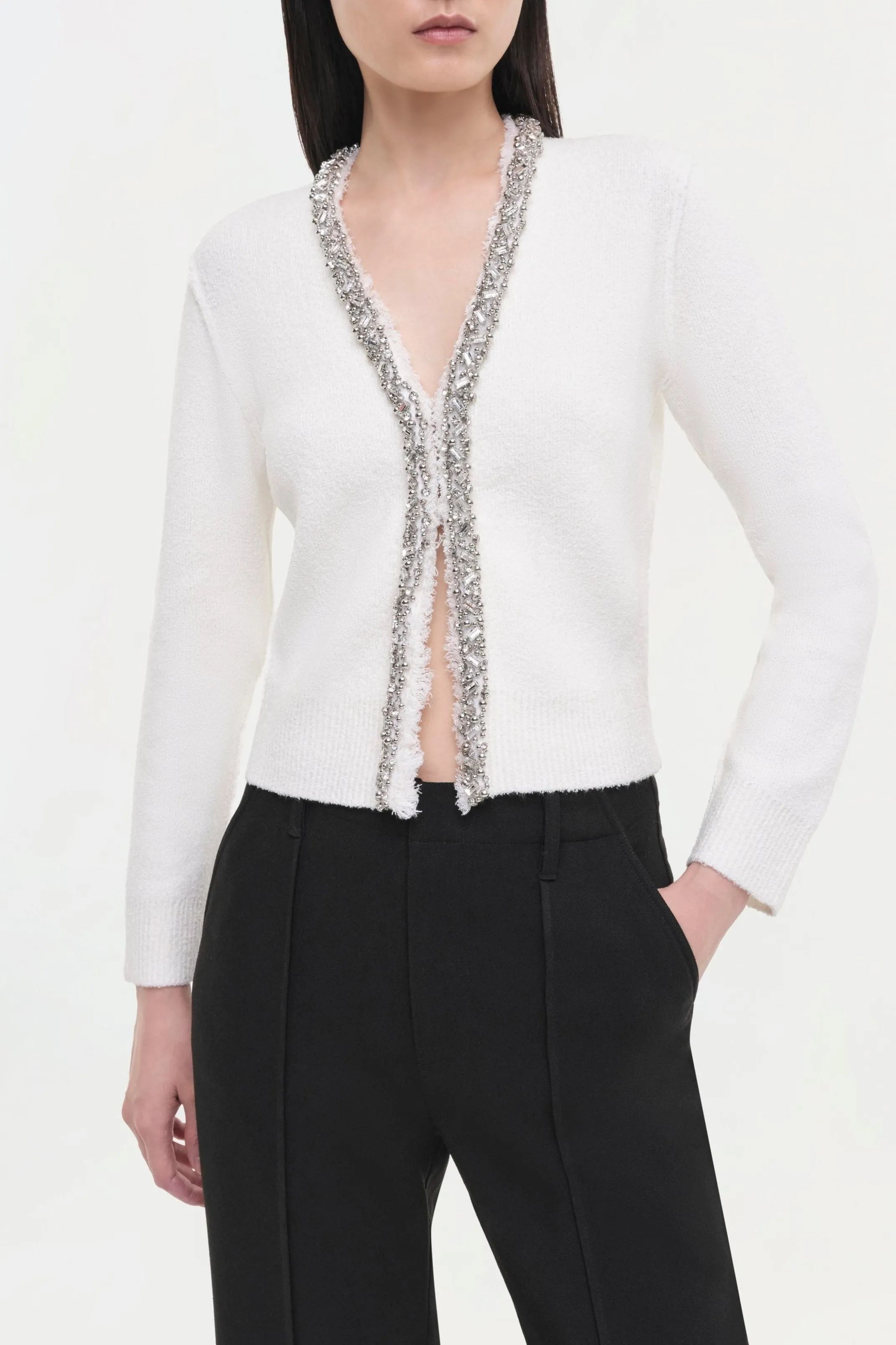Simkhai Lieghton Boucle Cardigan in Ivory