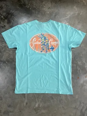 Southern Casanova Bottle Cap Logo SS Tee - Turquoise Blue