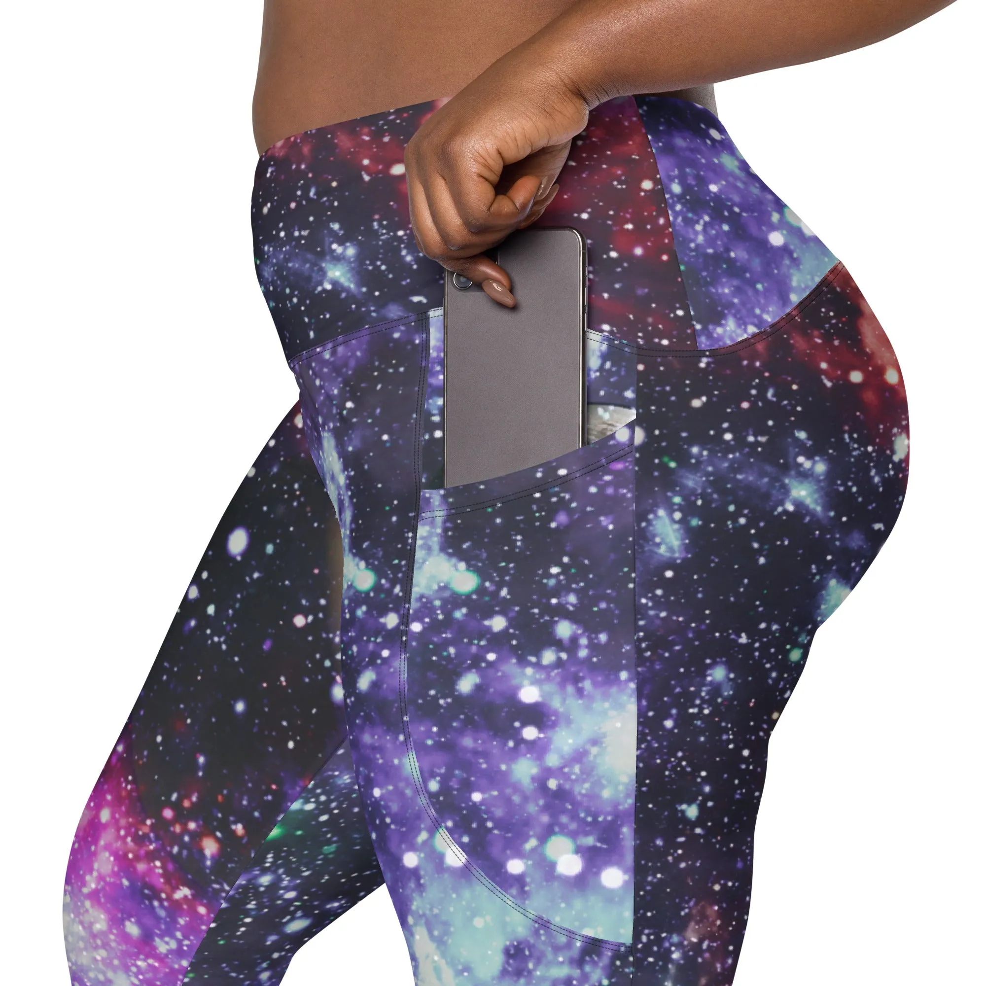 Space Galaxy Printed Leggings with Pockets, lioness-love