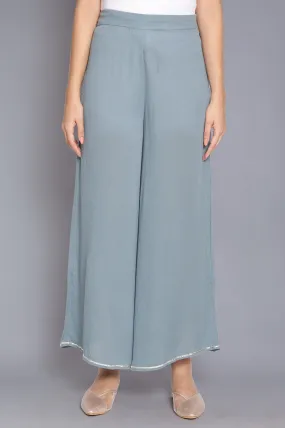 Stone Blue Crinkled Flared Pants