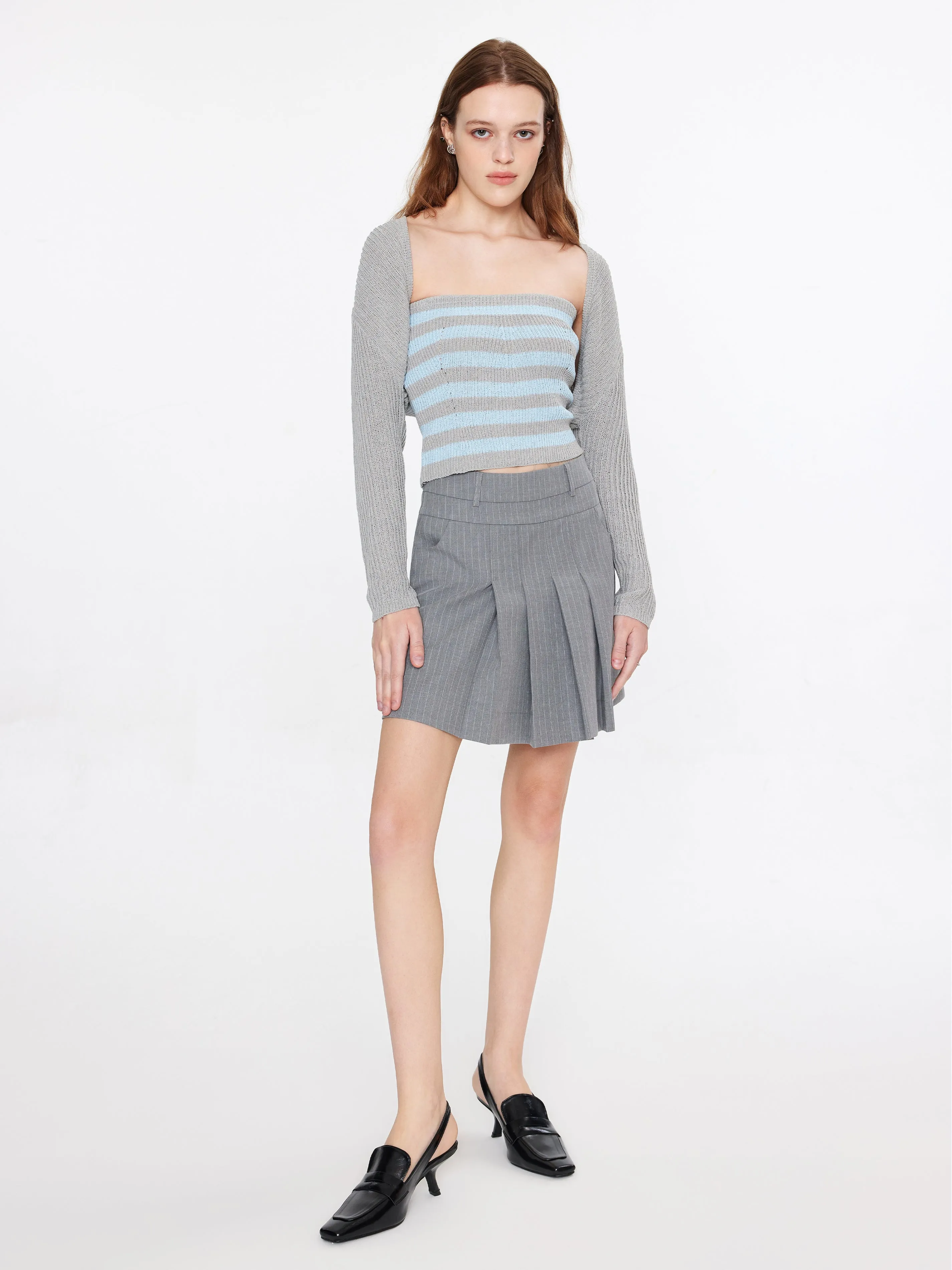 Strapless Striped Knit Top