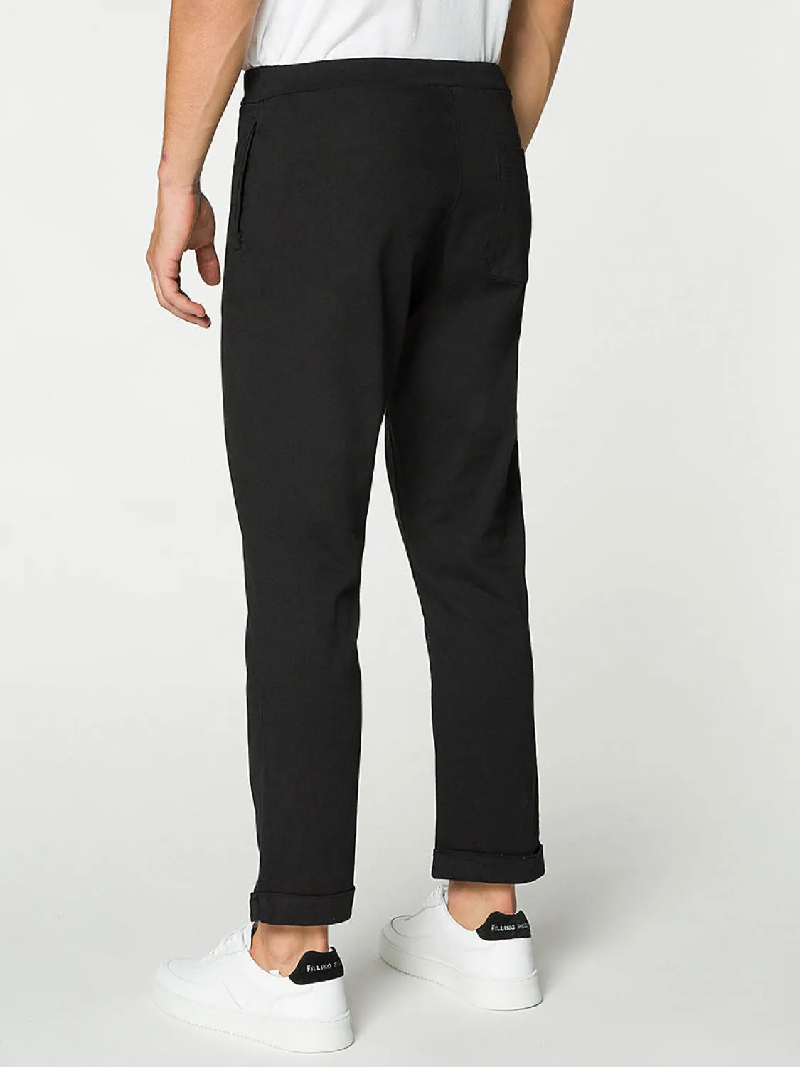 Stretch-Cotton Slim-Fit Drawstring Trousers Black