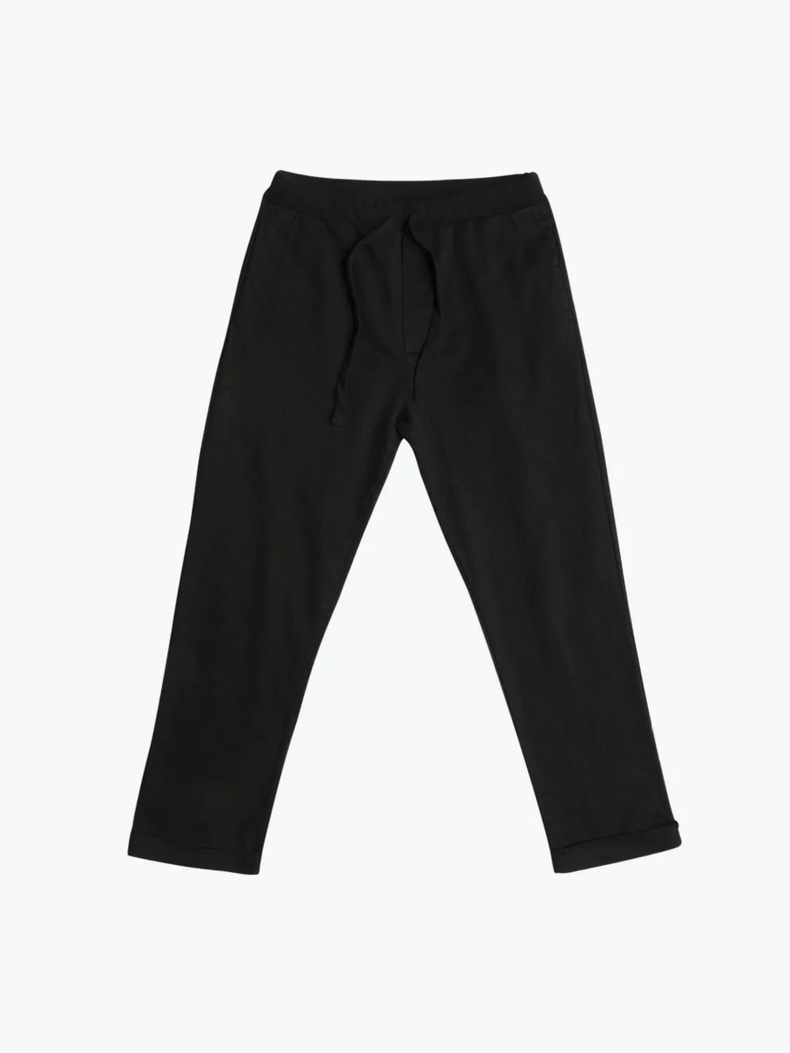 Stretch-Cotton Slim-Fit Drawstring Trousers Black