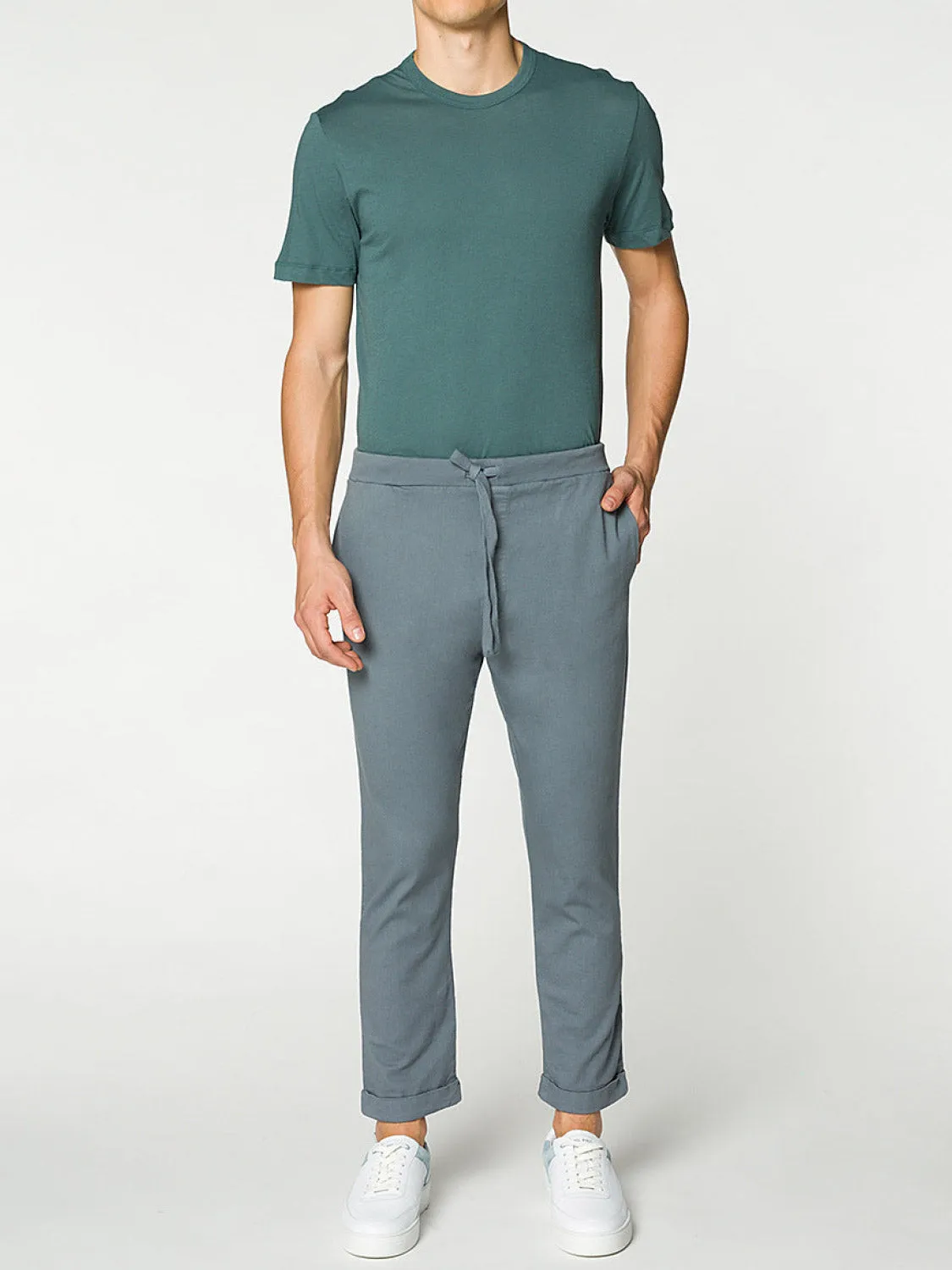 Stretch-Cotton Slim-Fit Drawstring Trousers Grey