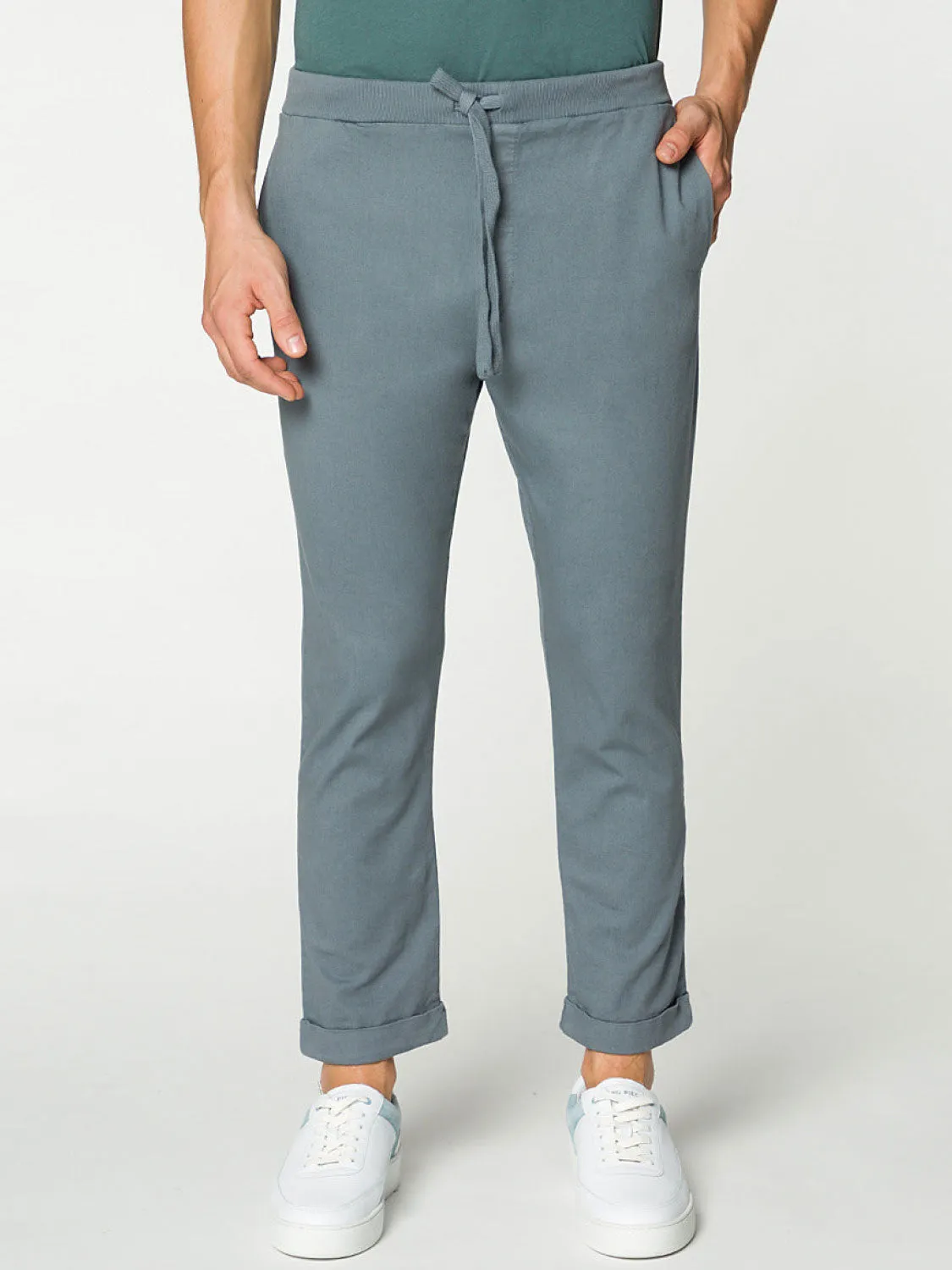 Stretch-Cotton Slim-Fit Drawstring Trousers Grey