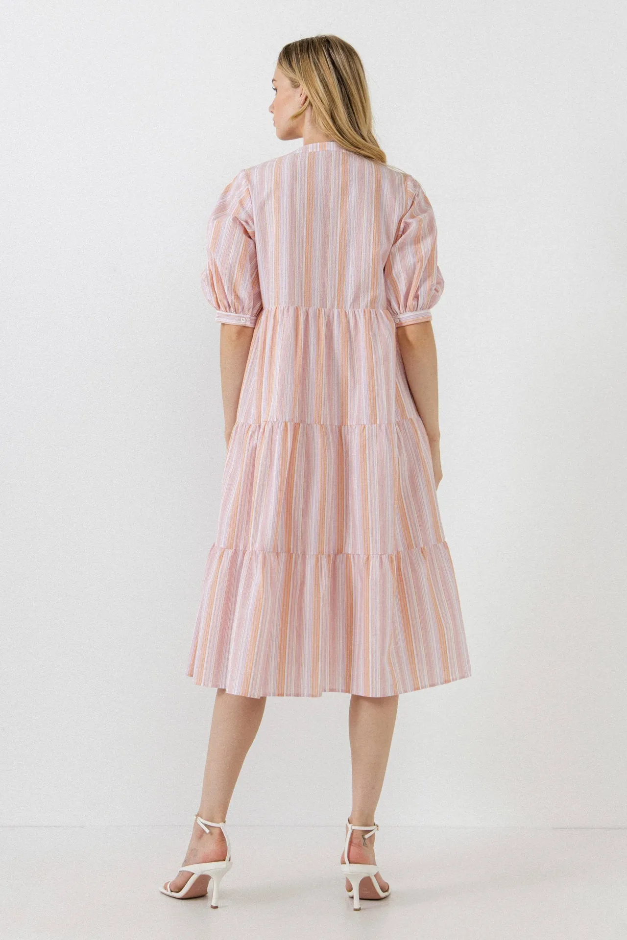 Striped Midi Dress in Orange