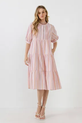 Striped Midi Dress in Orange