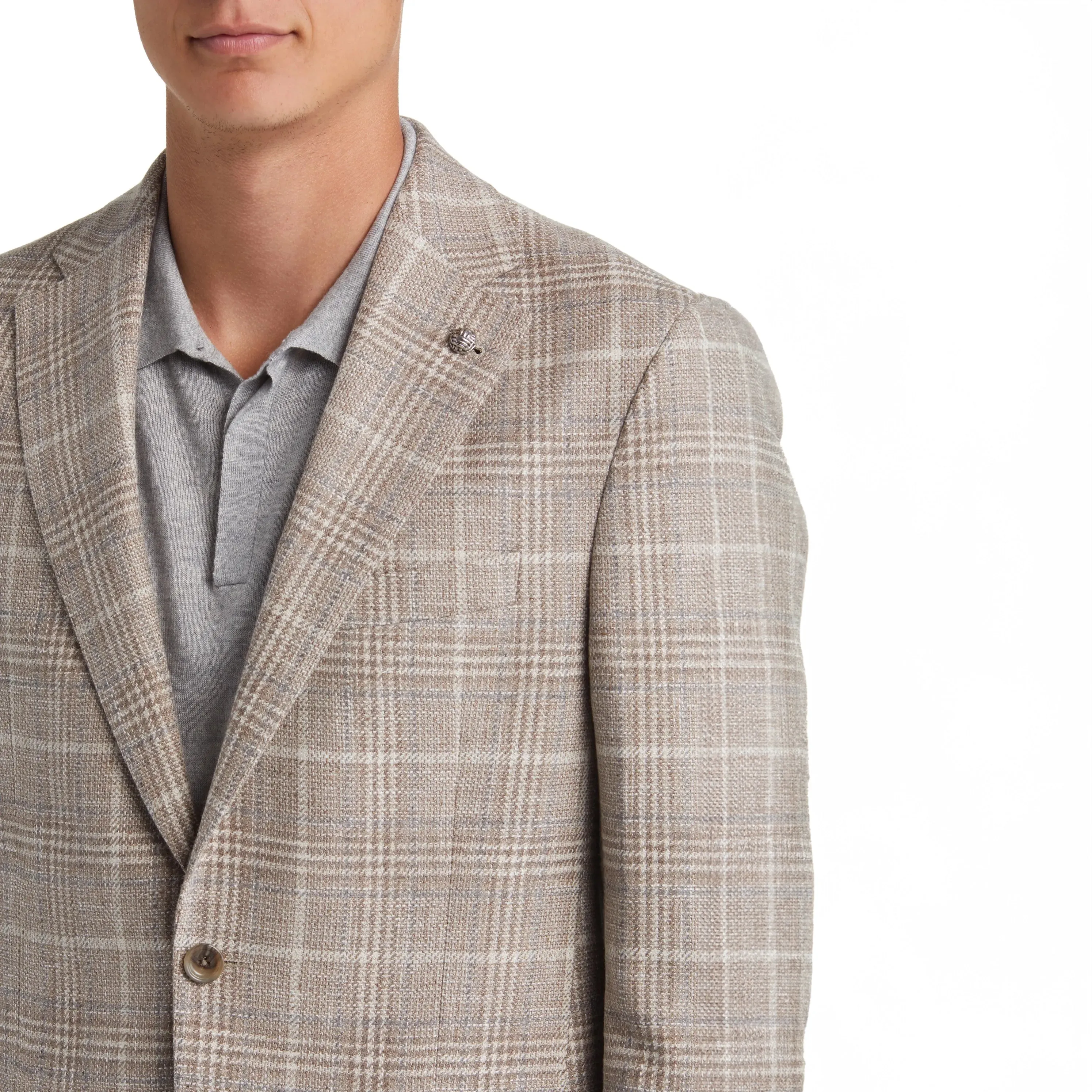 Taupe Prince-of-Wales Cotton-Wool McAllen Contemporary Fit Sport Jacket - Jack Victor 1913