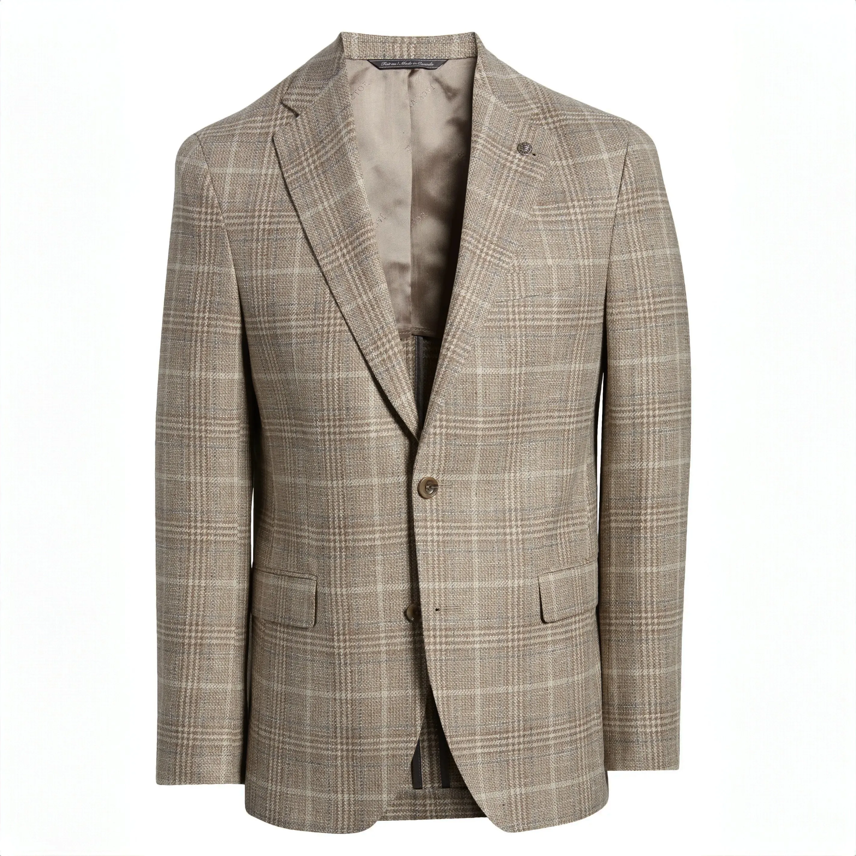 Taupe Prince-of-Wales Cotton-Wool McAllen Contemporary Fit Sport Jacket - Jack Victor 1913