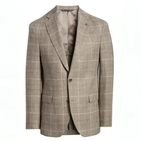 Taupe Prince-of-Wales Cotton-Wool McAllen Contemporary Fit Sport Jacket - Jack Victor 1913