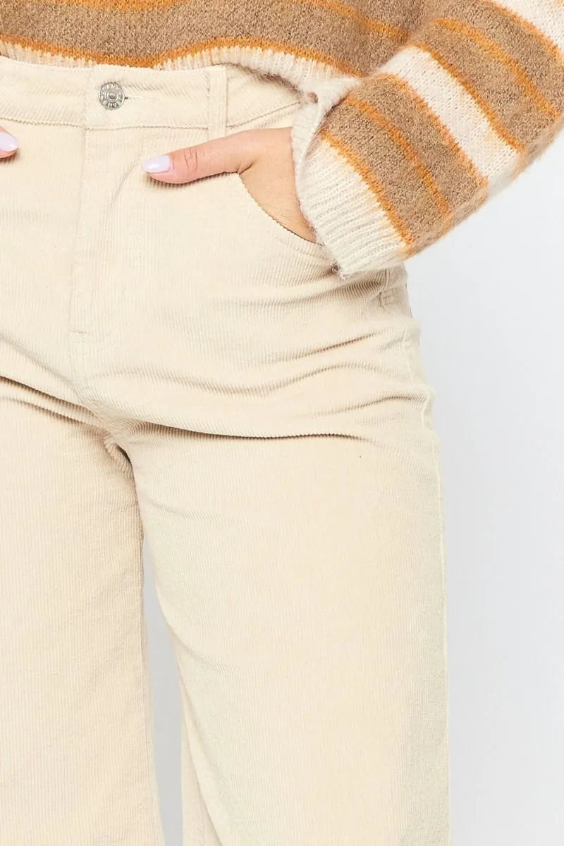 The Carefree Corduroy Wide Leg Pant in Ecru