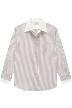 The Double Shirt | Brown Pinstripe