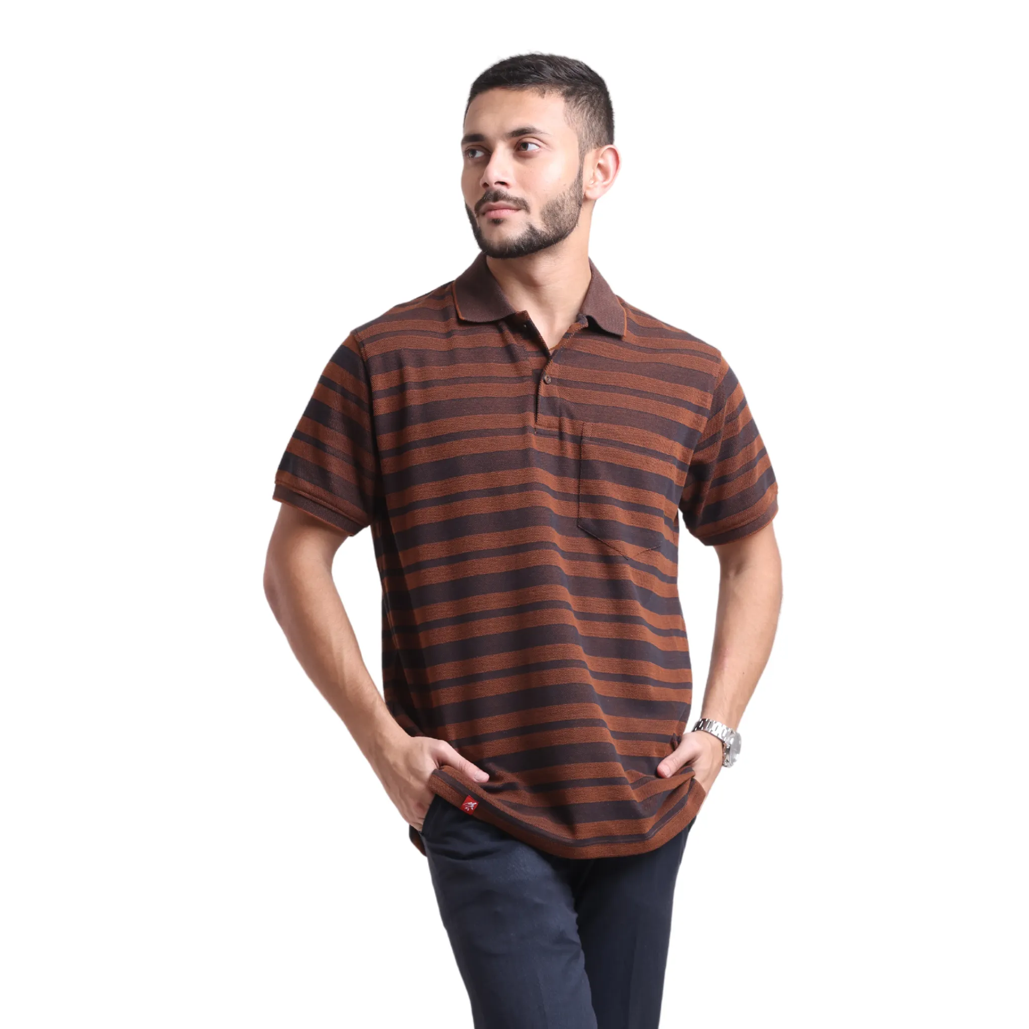 The Pique Stripes Designer Polo