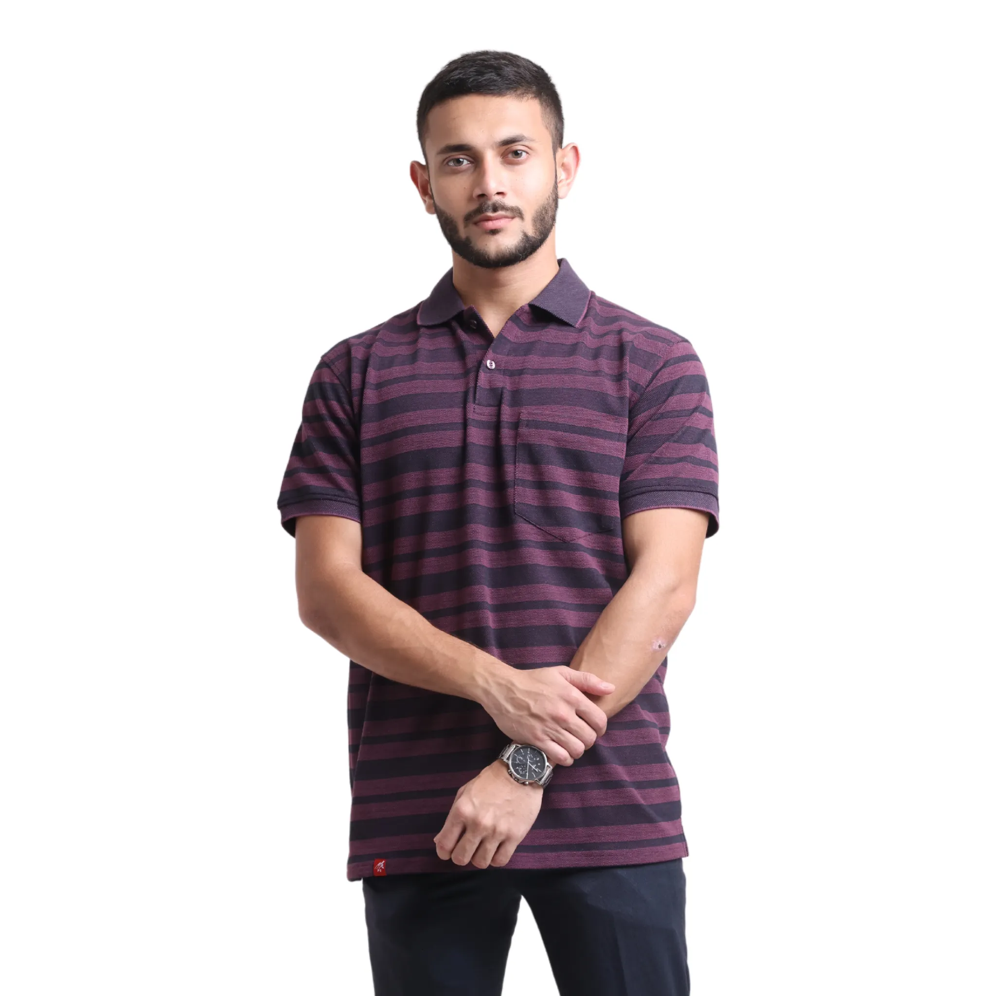 The Pique Stripes Designer Polo