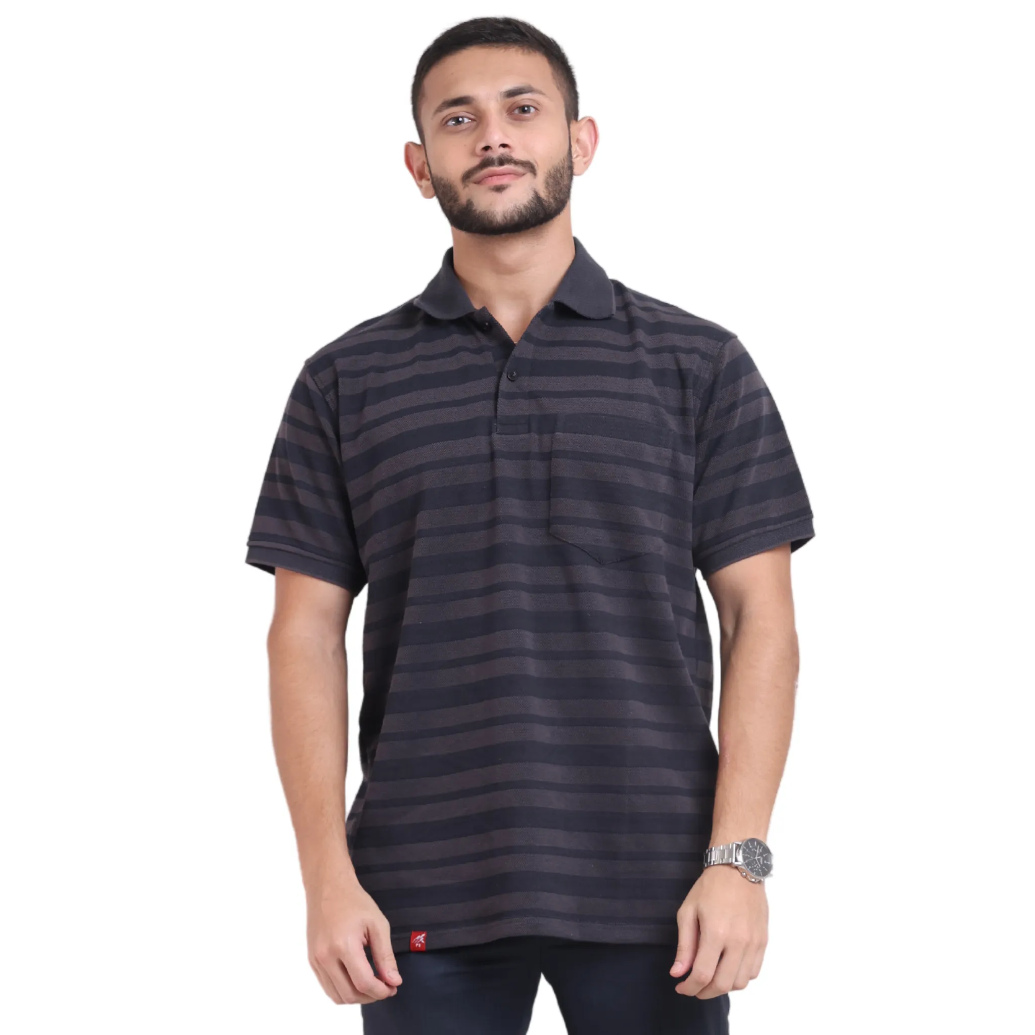 The Pique Stripes Designer Polo