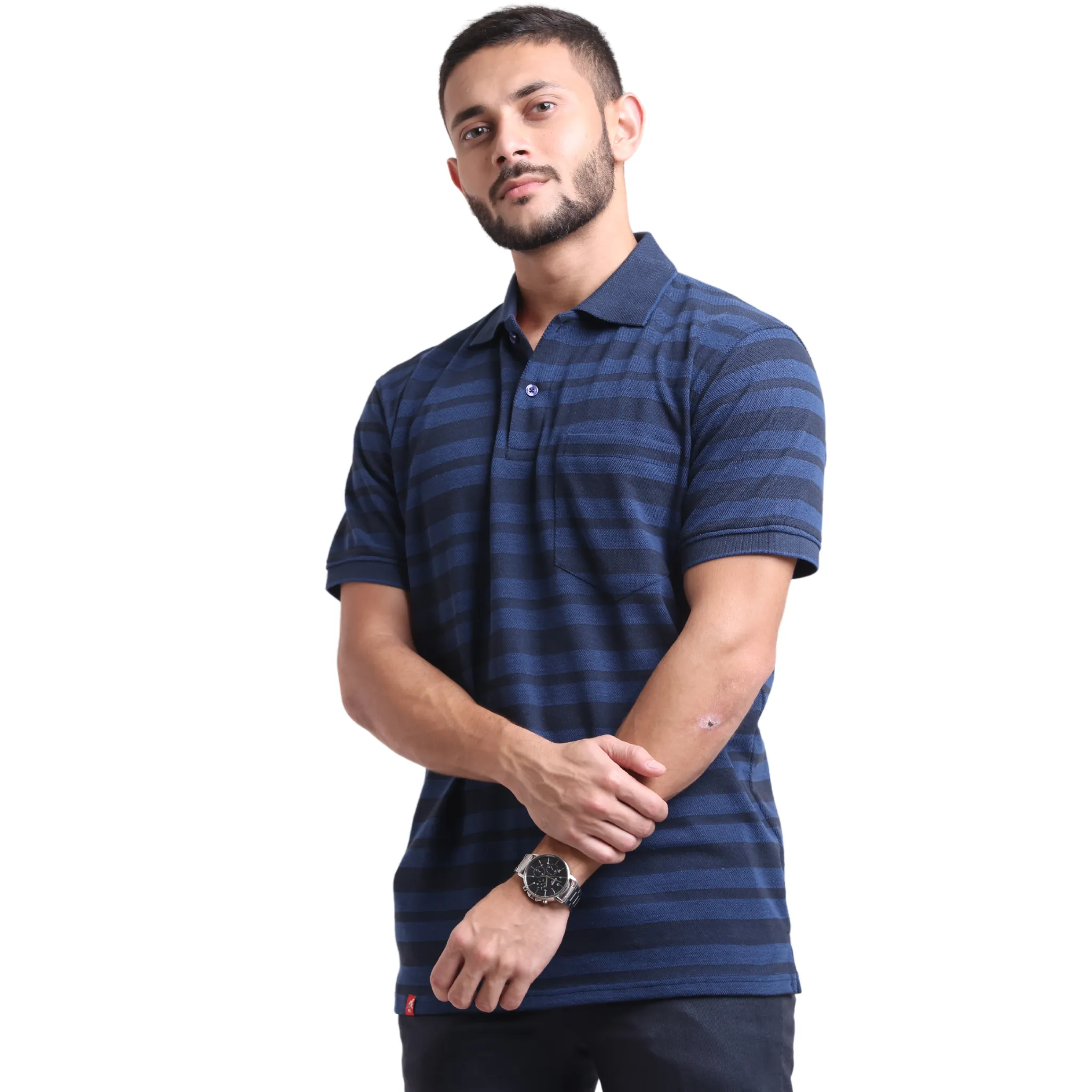The Pique Stripes Designer Polo