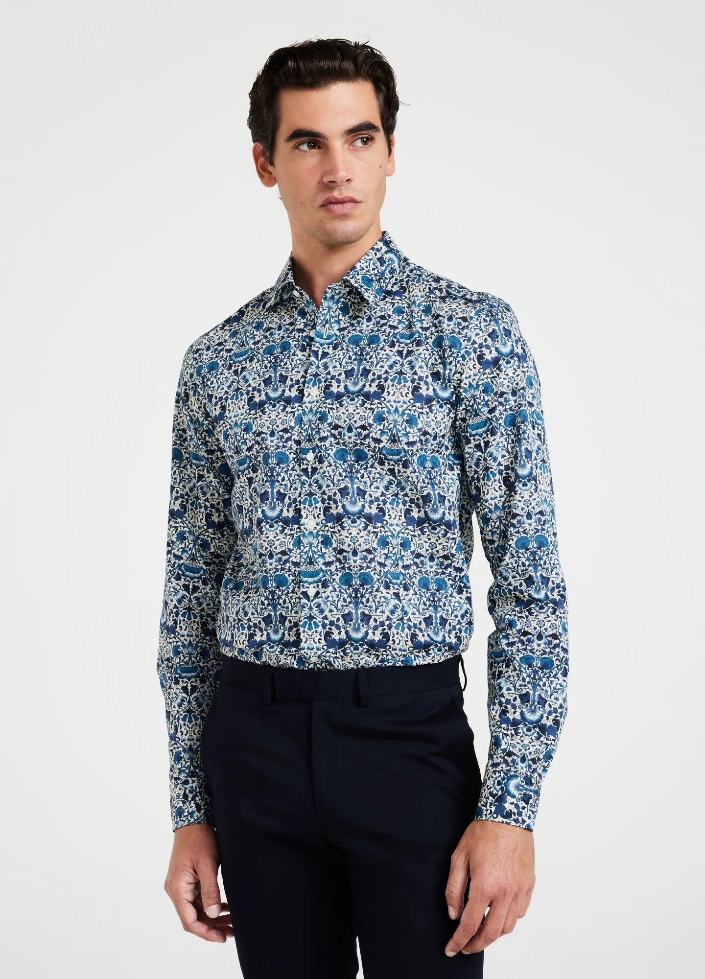 Trailing Botanic Print Shirt Teal