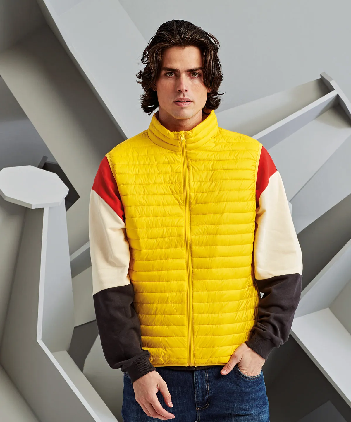 Tribe fineline padded gilet | Steel