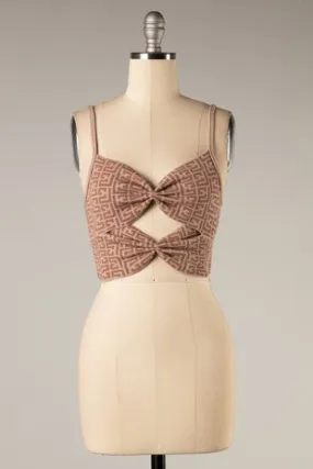 Veronica Geometric Jacquard Print Twist Cami Crop Top *limited*