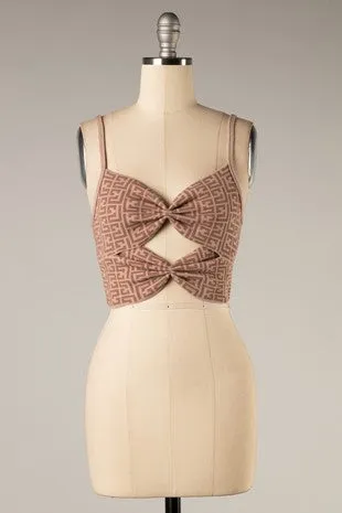 Veronica Geometric Jacquard Print Twist Cami Crop Top *limited*