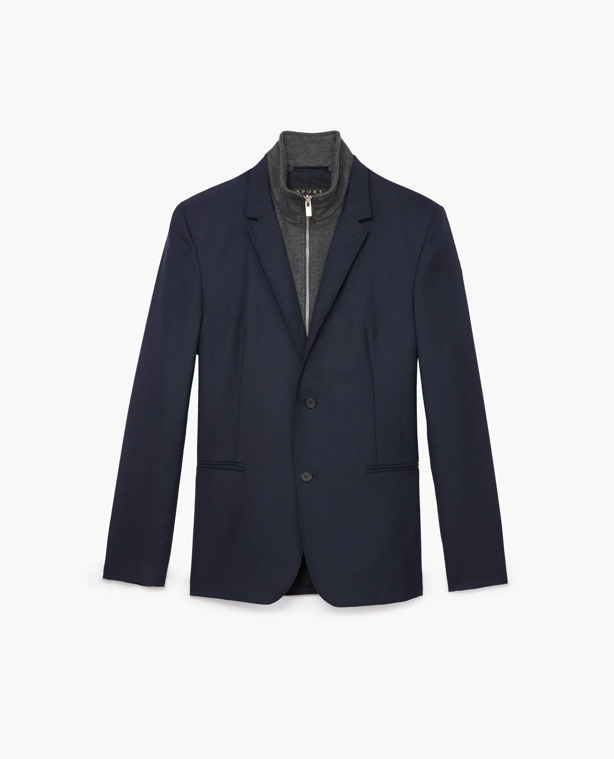 Veste en piqué de laine à gilet intérieur amovible en jersey