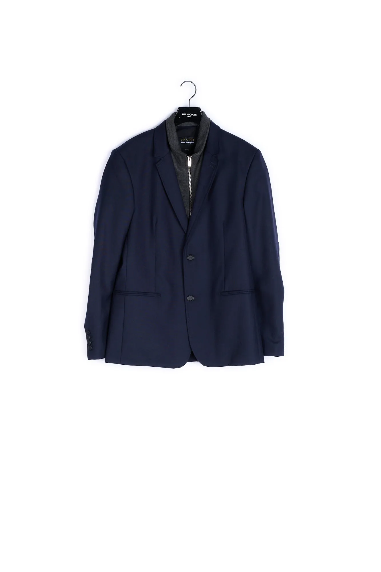 Veste en piqué de laine à gilet intérieur amovible en jersey